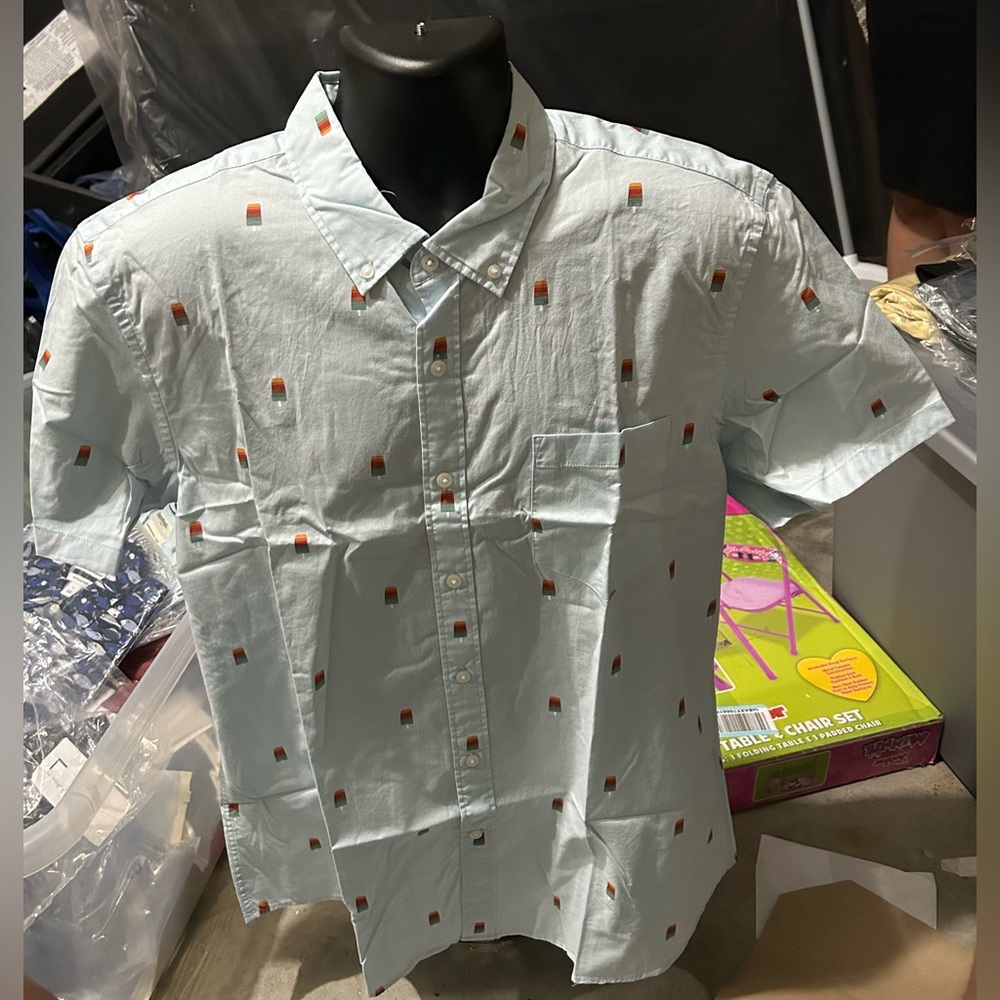 Goodthreads Men's Standard-Fit Short-Sleeve Popsicle Printed Poplin Shirt XL